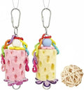 3PS Bird Chewing Toys+Sepak Takraw Bird Beak Grinding Stone Calcium Parakeet Treats for Budgies Cockatiels Conures Quaker Senegal Parrot