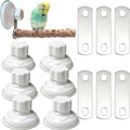 6 Pack Suction Cup Accessory Sets for Brid Perches Brid Stand Sticks Stand Toy Wood Platform for Parrot Parakeet Cockatiel Budgie Suction Cup for Window Bath Shower Car Travel Wall Outdoor Indoor