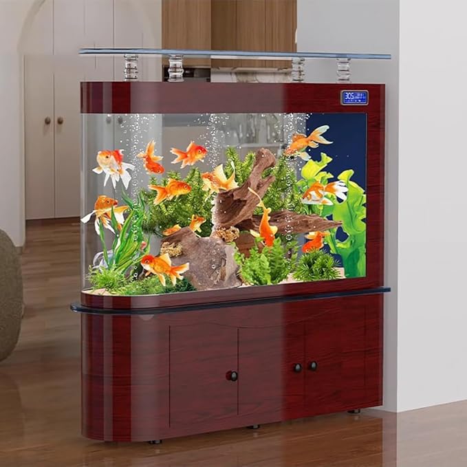 68 Gallon Aquarium Fish Tank,LCD Screen,Large Glass Fishbowl,Bottom Filtration,Heavy Duty Glass Aquarium Kit,Ultra-High-Definition Glass,Screen Display Fish Tan,D