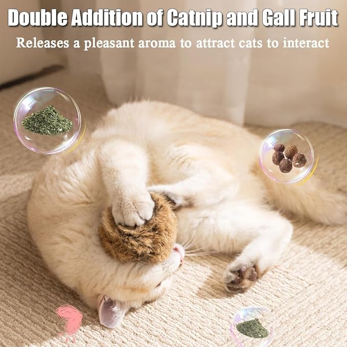 Rabbit Fur Cat Toys, Soft Fluffy Catnip Toy Balls for Indoor Cats – Furry, Fun to Chase for Hunting Instinct Play & Interactive Bonding