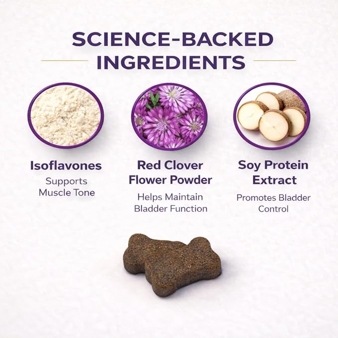 VETRISCIENCE Bladder Health Chews, Vetri Bladder Supplement for Dogs, Incontinence Support, Reduce Urine Leakage and Overactive Bladder, Soy Protein and Red Clover, Chicken, 60 Count
