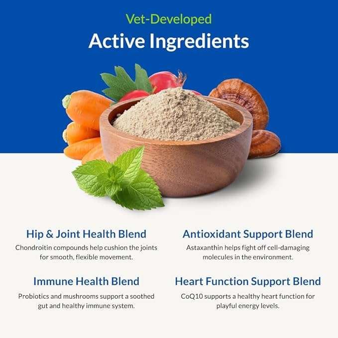 Ultimate Pet Nutrition Nutra Thrive Canine, 40-in-1 Nutritional Powder Supplement for Dogs with Digestion and Immune Support, Vitamins, Minerals, Probiotics, Enzymes, 30 Scoops