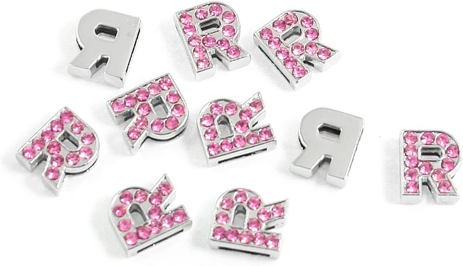 10 Pcs 8mm Dog Cat Pets Collar Charm Pink Rhinestone Inlaid Slide Letter R (id: 1c0 561 9cd e69 5e7