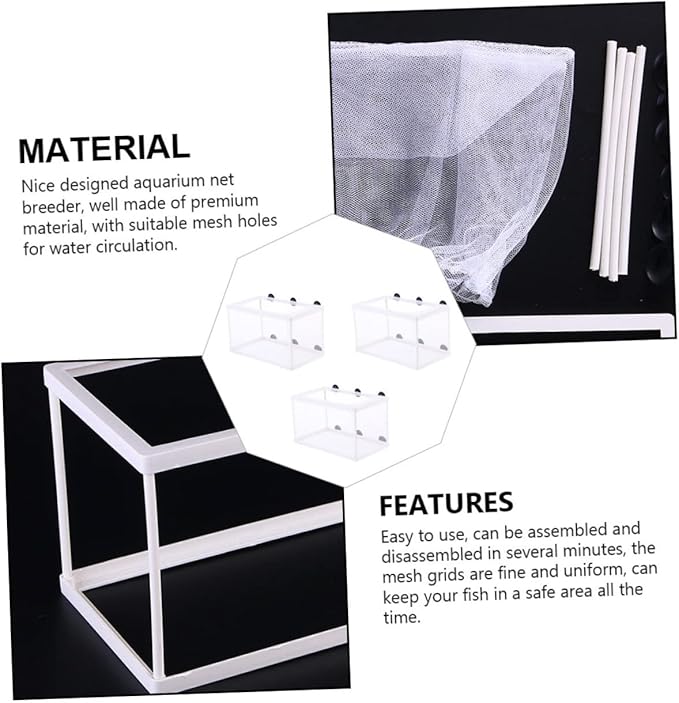 3pcs Fish Breeding Incubator with Suction Cups Tropical Fish Breeding Tanks for Fry and Eco-Friendly Design Observation Increases Survival Rate