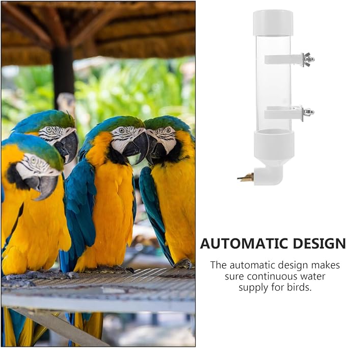 Balacoo Automatic Parrot Water Dispenser: Parakeet Water Bottle for Cage - Bird Drinker Bowl Fountain for Budgie Cockatiel Lovebirds Canary Finch, Bird Cage Accessories(White)