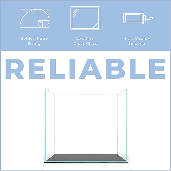 2 Gallon Clear Glass Cube Rimless Tank - Space Saving Aquarium - 7.87 x 7.87 x 7.87 inches