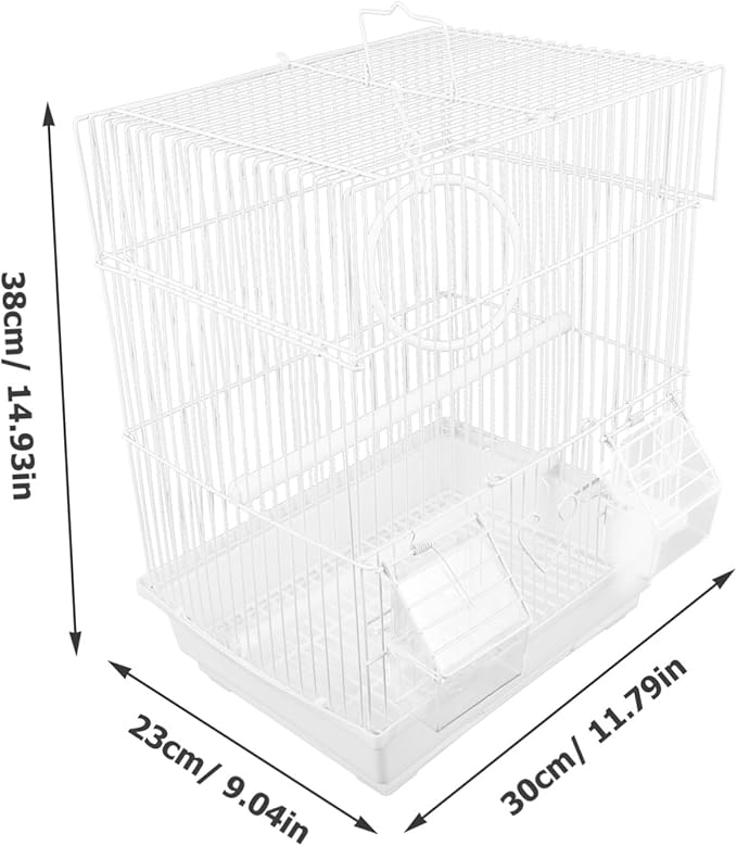 Happyyami Metal Bird Carrier Cage Portable Parrot Travel Cage for Pearl Jade Finches Painted Eyebrow Birds with Breathable Wire Structure Stylish Home Decor