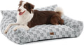 Made4Pets Dog Couch Bed, Soft Faux Fur Checkered Indoor Pet Sofa, Comfortable Fluffy Dog Sofa with Supportive Foam, Removable Washable Cover with Non-Slip Base, Grey, Large