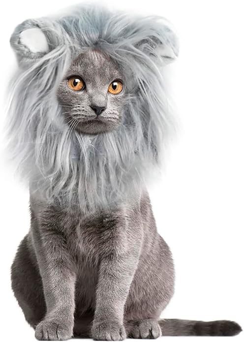 Onmygogo Lion Mane Wig for Cats and Dogs, Funny Pet Cat Costumes for Halloween Christmas, Furry Pet Clothing Accessories