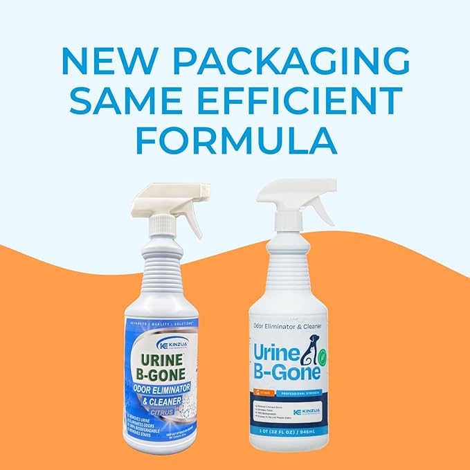 Urine B-Gone, Professional Enzyme Odor Eliminator & Pet Stain Remover, Human, Cat & Dog Urine Cleaner, Effective on Laundry, Carpets & More, Citrus Scent, 32oz