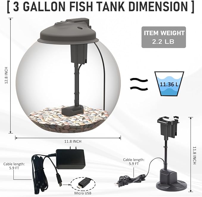 3-Gallon L26 Aquarium Starter Kit and 3-Pack Replacement Filter Cartridges Small