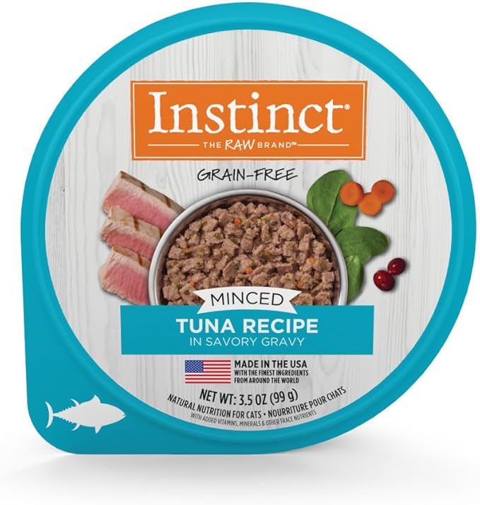 Instinct Original Minced Natural Wet Cat Food, Grain Free Recipe - Real Tuna, 3.5 oz. Cups (Pack of 12)