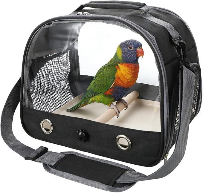 Bird Carrier Portable Parrot Parakeet Carrier Breathable Bird Travel Cage with Stand and Strap Outdoor Transparent Small Pet Carriers