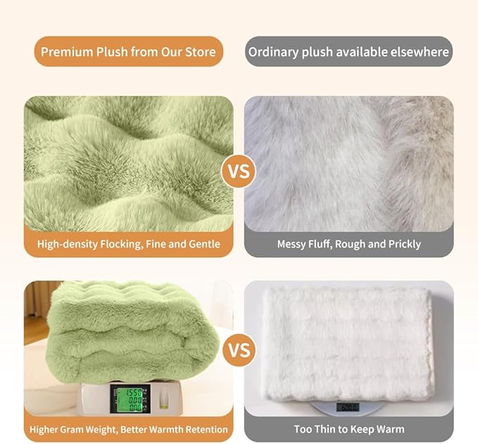 Self-Warming Cat Blanket for Indoor Cats & Small Dogs, Dual-Side Sherpa Plush Throw, Anti-Static Shared Couch Mat for Crate & Travel, Machine Washable No Shrink, 28x22 Inch Green
