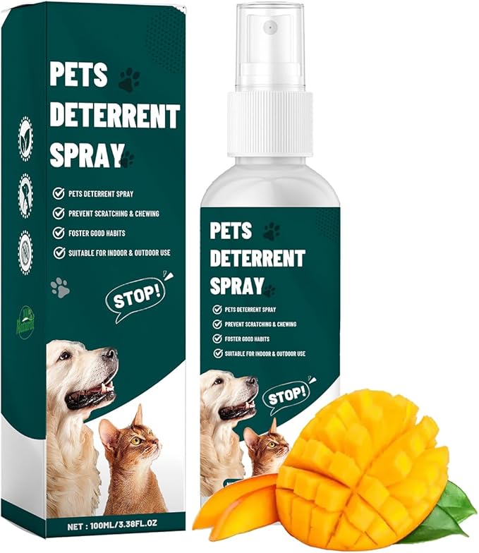 Cat Deterrent Spray, Spray Natural Cat Spray Deterrent, Effectively Guides Training, Prevent Cat Scratching and Urine Marking Training Aid (Mango)