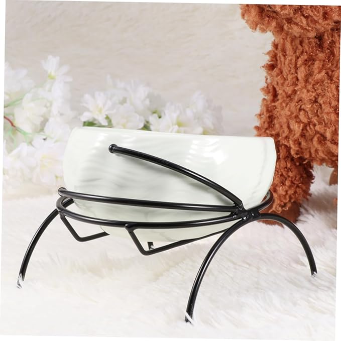 Smooth Ceramic Pet Bowl Iron Frame Rack Cat Feeder Dog Bowl Pet Food Feeding Dog Feeder Cat Feeding Watering Supplies