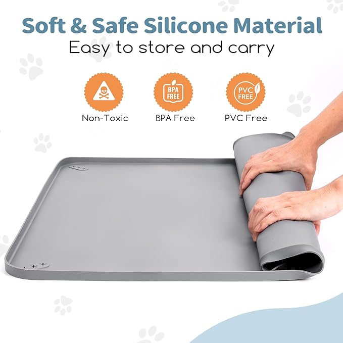 Pee Pad Holder for Dogs,25 x 36 Inch Dog Potty Tray with Clips Silicone Dog Puppy Pad Tray,Non-Slip Leak-Proof High Edge Puppy Pee Tray Mat for Home Floor Protection