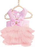 Dog Dresses, Fashion Pet Dog Clothes, Striped Mesh Puppy Dogs Princess Dresses (Pink, Medium)