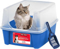 IRIS USA Large Open Top Cat Litter Box with High Sided Walls Tall Scatter Shield Scoop Included Easy Clean Plastic Pan Stain Resistant for Big Cats Kittens Indoor Multi-Cat Households