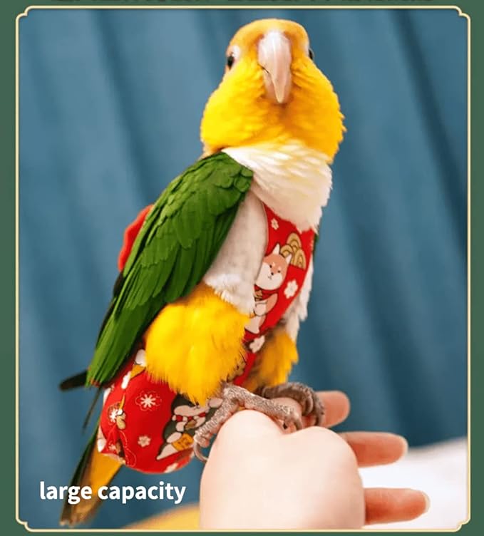 Bird Flight Suits Diapers, Parrot Diapers for Monk Parakeets, Cockatiels, Parrot Clothes Costume, Bird Training Nappy Suit Liners Clothes (Medium,Purple)