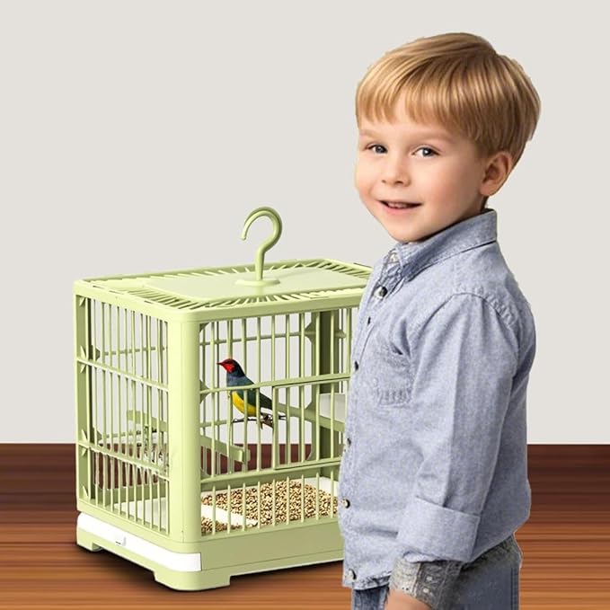 2026 New Bird Carrier Cage, Travel Bird Cage, Portable Bird Carrier, Small Birds Lightweight Parrots Cage, Detachable Tray Hook Handle Easy Transport Bird House for Travel Outdoor (Green)