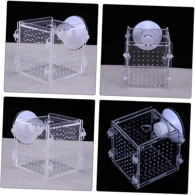 Luxshiny Aquarium Fish Isolation Box Acrylic Breeding Tank 8x8x8.8cm Fish Tank Separator for Betta Guppies Shrimp Breeding and Incubation