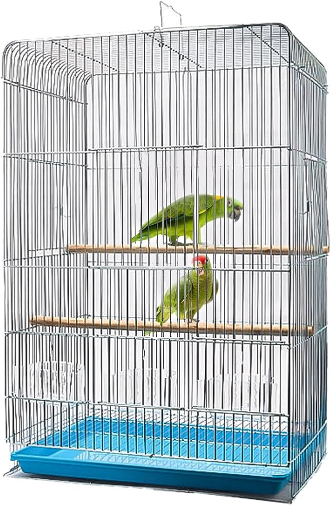 Parakeet Bird Cage, 23.6-inch Wire Birdcage Hanging Bird House with Bird Feeder Waterer and Stand, Bird House Accessories for Budgie Parakeets Finches Canaries Lovebirds Small Parrots Cockatiels