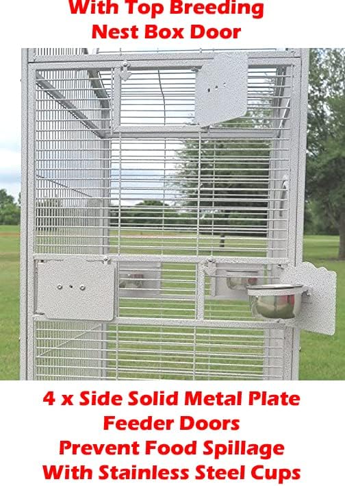 Extra Large Wrought Iron Open/Close Play Top Bird Parrot Cage, Include Metal Seed Guard Solid Metal Feeder Nest Doors Overall Dimensions: 35.25" Wx29.5"x62"H(with Seed Skirt)