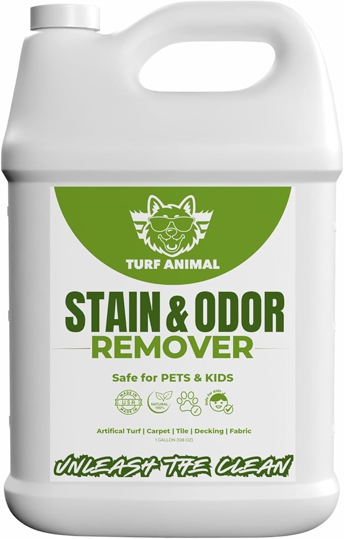 Turf Animal Pet Stain & Odor Remover for Strong Odors & Stubborn Stains – Natural Enzyme Odor Eliminator for Indoor Carpet & Outdoor Artificial Turf – Enzymatic Dog & Cat Urine Destroyer, 1 Gallon
