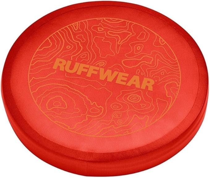 Ruffwear, Camp Flyer Dog Frisbee, Lightweight 8.7 in Flexible Flying Disc Dog Toy for Land Fetch, Soft on Teeth, Durable/High‑Visibility, Waterproof Finish, Doubles as Bowl, Red Sumac