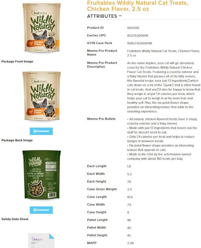 Wildly Natural Cat Treats, Chicken Flavor, 2.5 oz