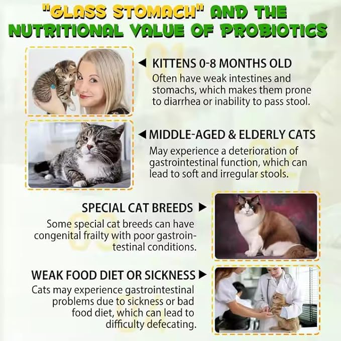 Gentle Constipation Relief for Cats and Kittens – Probiotic Gut and Immune Support for Felines - Natural Herbal Health Supplement Cat Laxative Stool Softener - 2 oz