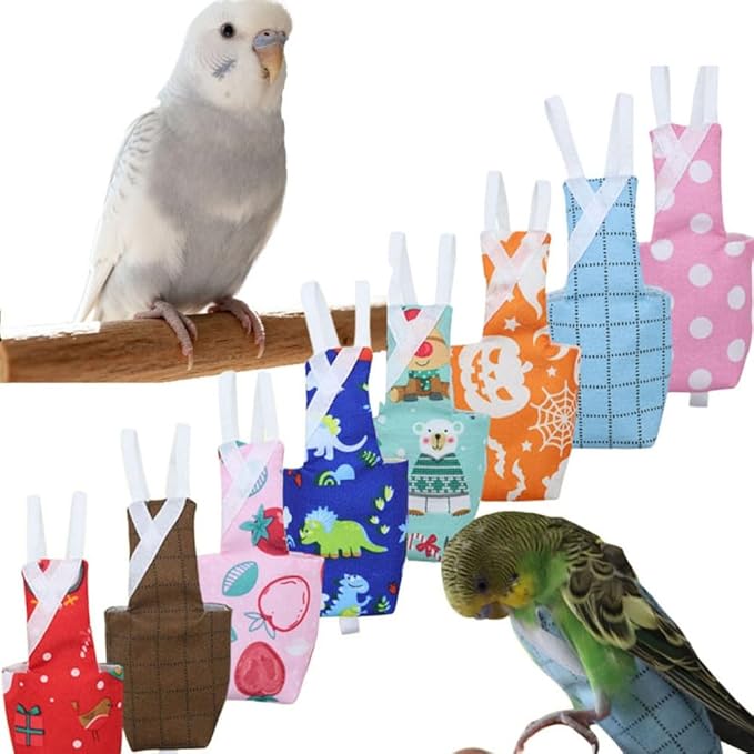 4pcs Bird Diaper Parrot Flight Suit with Waterproof Inner Layer Pigeon Pants Parrot Nappy Reusable Cockatiel Clothes Adjustable for Parakeet Mini Macaw Budgie Canary - color1 M