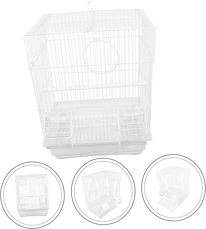 VILLCASE Portable Lightweight Parrot Travel Cage for Pearl Jade Finches and Painted Eyebrow Birds Iron Pet Carrier with Enhanced Air Circulation Convenient Outdoor Bird Carrier for Walking