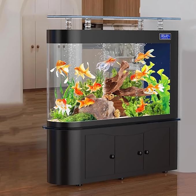 68 Gallon Aquarium Fish Tank,LCD Screen,Large Glass Fishbowl,Bottom Filtration,Heavy Duty Glass Aquarium Kit,Ultra-High-Definition Glass,Screen Display Fish Tan,C