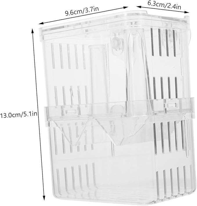 2Pcs Fish Breeding Box Aquarium Incubator with Suction Cups for Fry Isolation and Protection Enhances Survival Rate of Young Fish Tanks Color