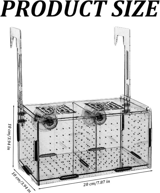 8x4x4 Transparent Insulation Fish Breeding Box Detachable Acrylic Small Fish Tank with Suction Cups for Shrimp Clown and Guppy Breeder Box
