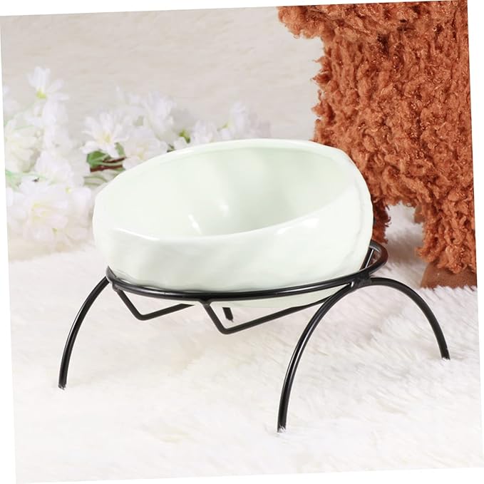 Smooth Ceramic Pet Bowl Iron Frame Rack Cat Feeder Dog Bowl Pet Food Feeding Dog Feeder Cat Feeding Watering Supplies