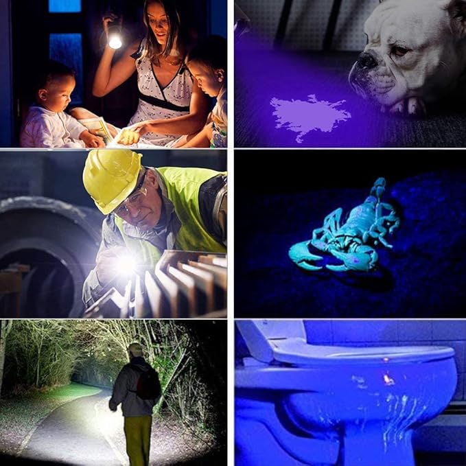 MODOAO Flashlight Black Light,2 in 1 Flashlight and Tactical Flashlight for Dog or Cat Urine on Carpet, Pet Stain & Bed Bug or Camping,Hiking
