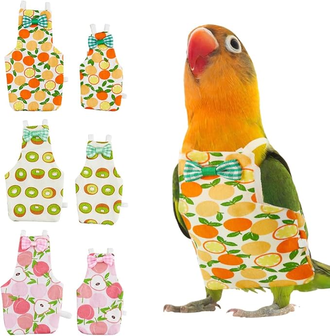 SUPERFINDINGS 6Pcs 6 Styles Bird Flight Suits Diapers Reusable Parrot Nappy with Washable Waterproof Cute Urine Wet Suit Costume for Parrots Cockatiel Pet Birds