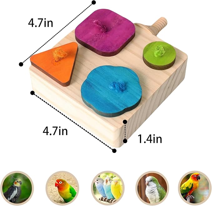 Birdie Puzzle Feeder - Interactive Foraging Toy for Parrots, Parakeets, Cockatiels, Conures | Mental Enrichment & Stimulation Game to Prevent Boredom (Colorful)