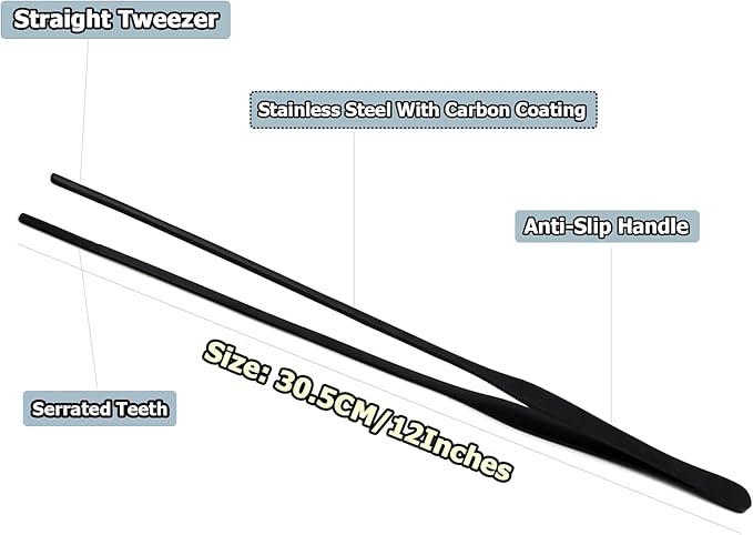 G.S Aquarium Tweezers Long Reptiles Feeding Tongs for Aquatic Plants Spider Snakes Lizards (12" Straight & Curved)