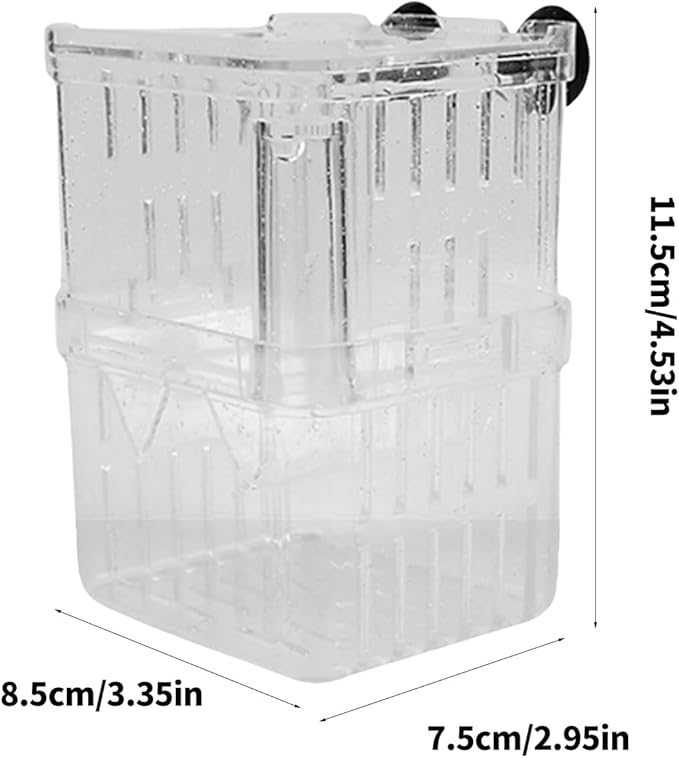 Suspended Double Compartment Fish Breeding Tanks Clear Incubator Box Set of 2 for Fry and Shrimp Hatching Breedinig Use Fish Isolation Container