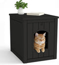Resin Cat Litter Box Enclosure - Indoor Hidden Waterproof Furniture, Hidden Pet Box，Side Table(Black