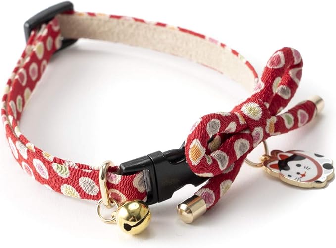 Necoichi Zen Hariko Charm Cat Collar (Red)