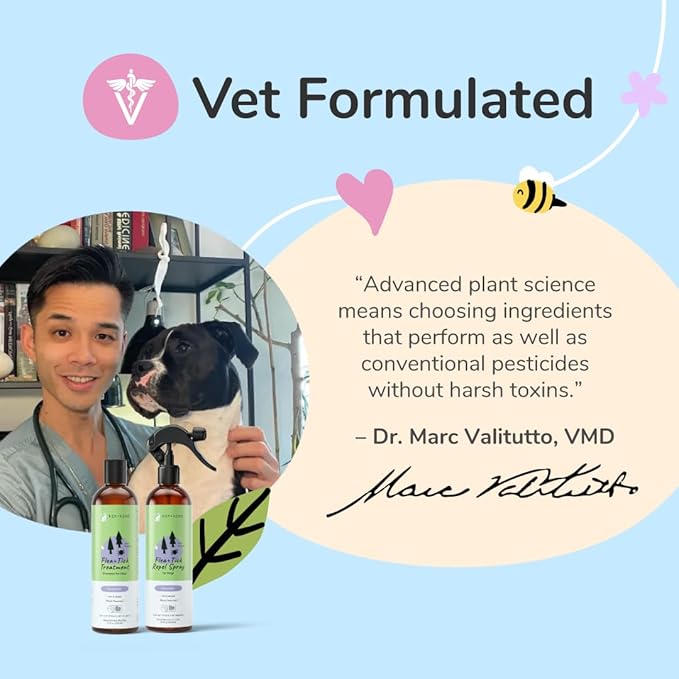 kin+kind Flea and Tick Spray for Dogs – Plant Based Flea Spray with Rosemary, Lavender & Cedarwood Oil – Pet Supplies for Bugs and Pests – Flea & Tick Pet Spray Prevention 12 fl oz