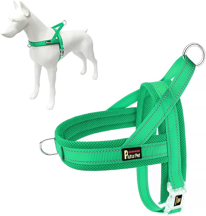 Plutus Pet No Pull Dog Harness with Breathable Mesh Padded, Adjustable Reflective Escape Proof Dog Harness, Quick Fit Dog Vest Harness for Small Medium Large Dogs(M, Green)