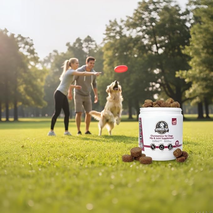 Hip and Joint Supplement - Natural Glucosamine Chondroitin MSM & Turmeric for Dogs - Dog Hip & Joint Care to Heal Dog Joint Stiffness & Inflammation - Tasty Bacon 90CT