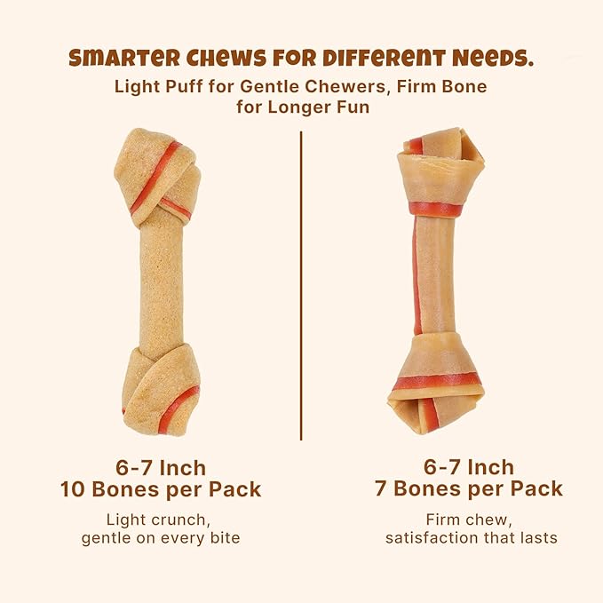 Havira Rawhide Free Dog Chew Bone, 7 Count Classic Peanut Flavor, 6–7 Inch Long Easy-to-Digest Chews for Daily Rewards, Training or Calm Chewing, Safe Rawhide Alternative Dogs Love