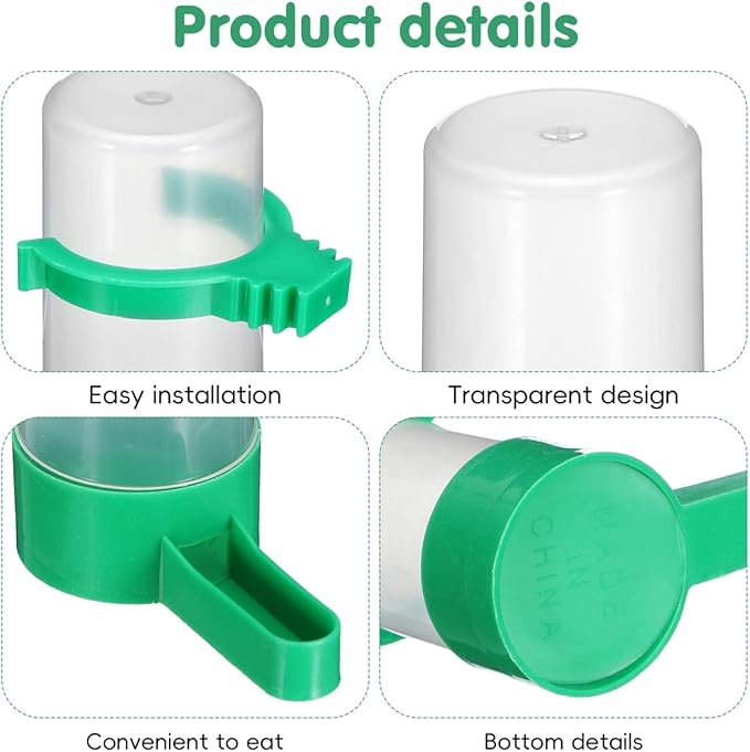 30 pcs Bird Water Dispenser: Budgie Perky Bottle Bowls Cage Feeder Birds Clips Small Cage, Budgie Food Feeders Plastic No Waterer, Wild Bowl Leak Food Doves Bottles Poultry Quail Accessories Baths